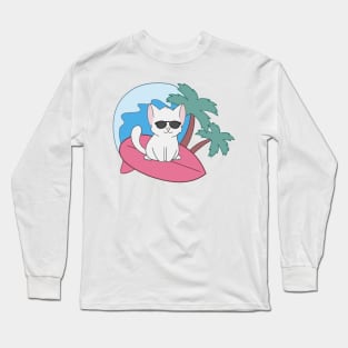 White Cat at the beach Long Sleeve T-Shirt